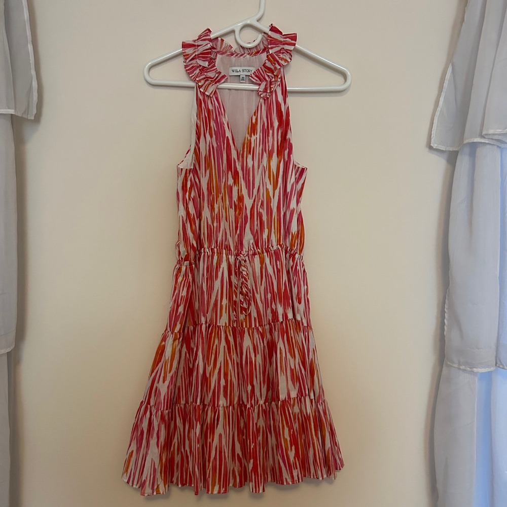 Willa Story pink and orange‎ zebra print mini dress XS